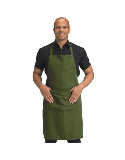Dennys Recycled Bib Apron With Pocket - Olive