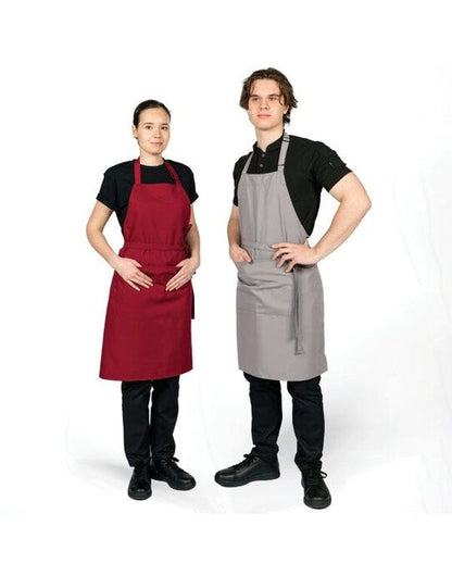 Dennys Recycled Bib Apron With Pocket - Claret