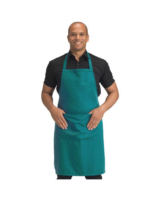 Dennys Recycled Bib Apron With Pocket - Sea Grass