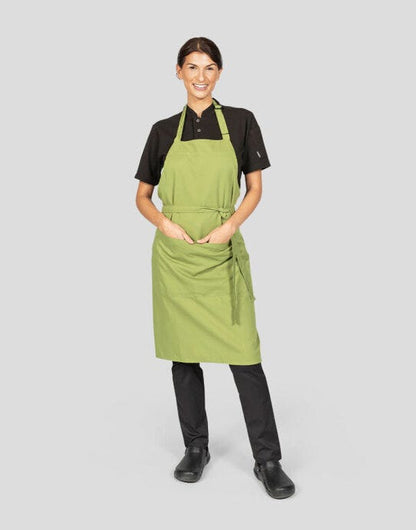 Dennys Recycled Bib Apron With Pocket - Light Olive