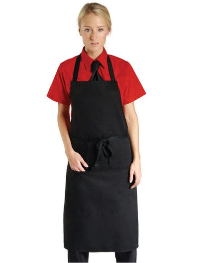 Dennys Low Cost Bib Apron With Pocket - Black