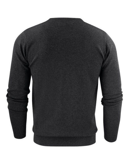 James Harvest Ashland V-Neck Knit Sweat - Anthracite Melange