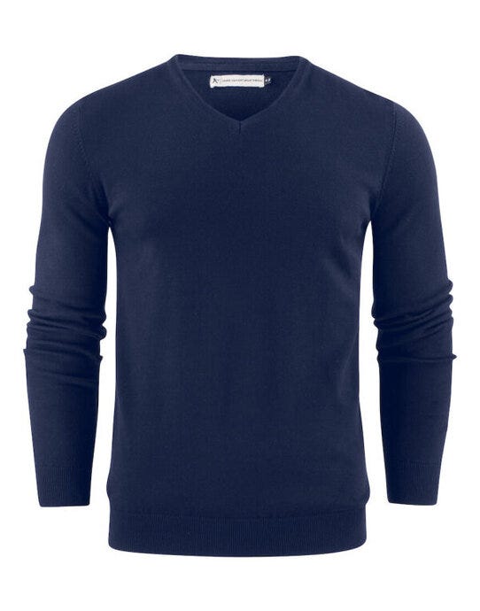 James Harvest Ashland V-Neck Knit Sweat - Navy
