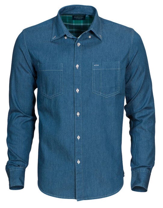 James Harvest Jupiter Denim Look Shirt - Blue Denim