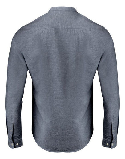 James Harvest Townsend Linen-Blend Shirt - Navy