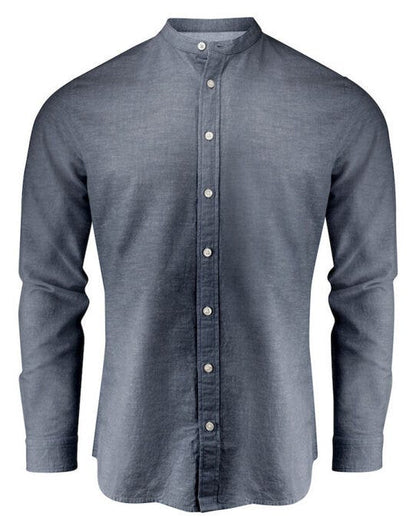 James Harvest Townsend Linen-Blend Shirt - Navy