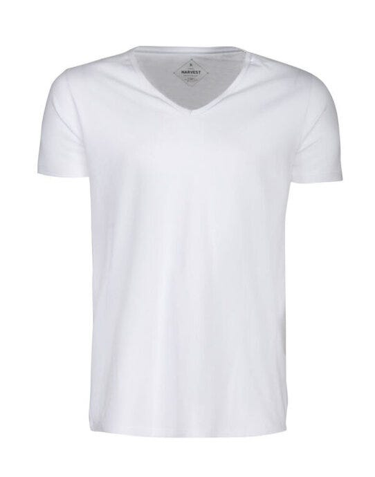 James Harvest Whailford V-Neck T-Shirt - White