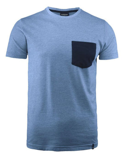 James Harvest Portwillow Pocket T-Shirt - Light Blue Melange