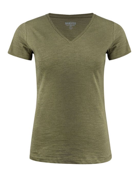 James Harvest Whailford V-Neck Ladies T - Moss Green