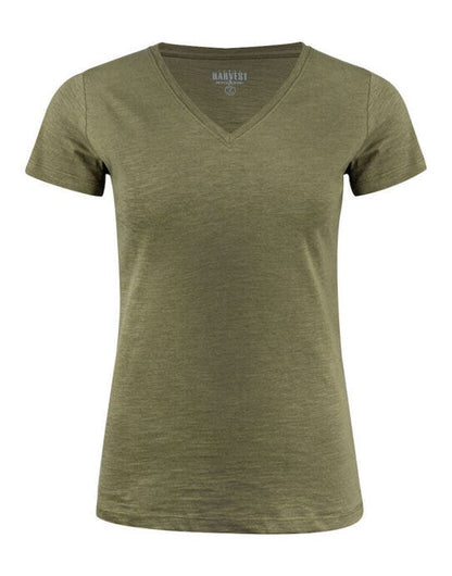 James Harvest Whailford V-Neck Ladies T - Moss Green