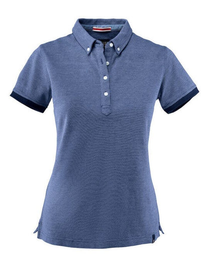 James Harvest Larkford Ladies Pique Polo - Dark Blue Melange