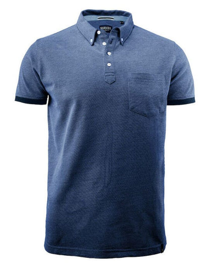 James Harvest Larkford Pique Polo Shirt - Dark Blue Melange
