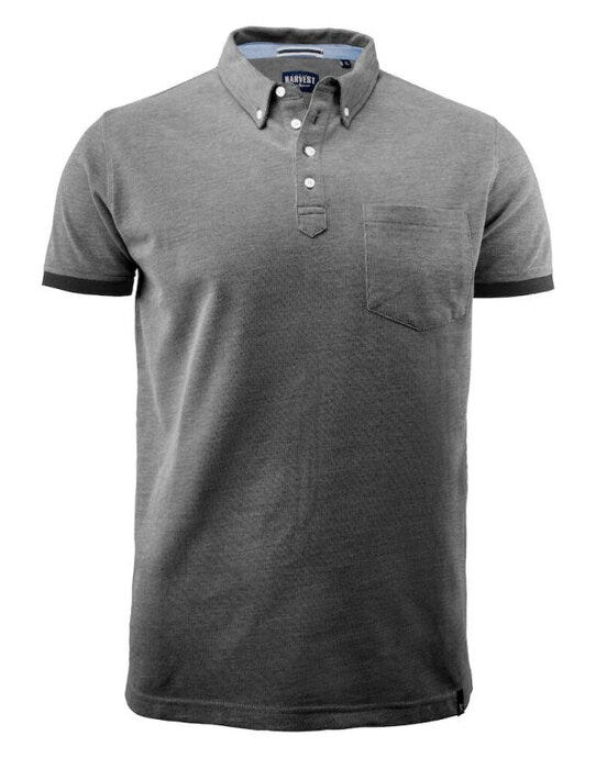 James Harvest Larkford Pique Polo Shirt - Black Melange
