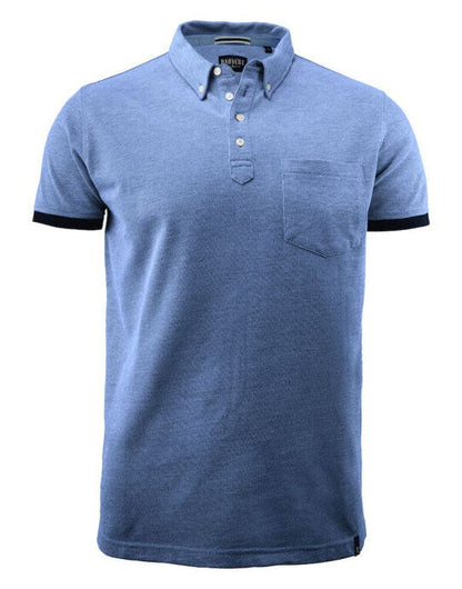 James Harvest Larkford Pique Polo Shirt - Light Blue Melange