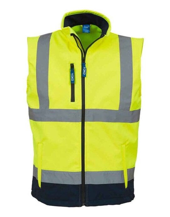 Yoko Hi Vis Softshell Bodywarmer - Hi-Vis Yellow/Navy