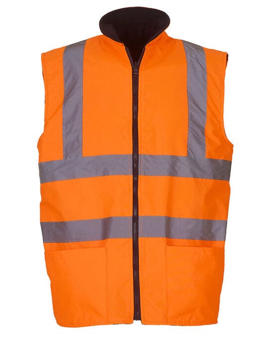 Yoko Hi-Vis Reversible Fleece Vest - Hi Vis Orange