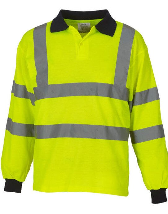 Yoko Hi-Vis 2 Band Long Sleeve Polo - Hi-Vis Yellow
