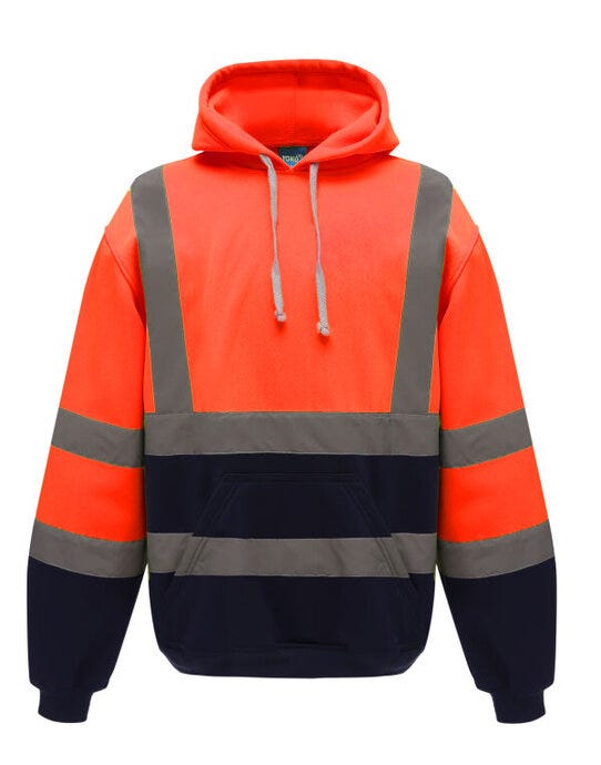 Yoko Hi-VIs Hoodie - Hi Vis Orange/Navy