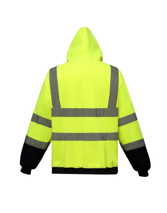 Yoko Hi Vis Zipped Hoodie - Hi-Vis Yellow/Navy