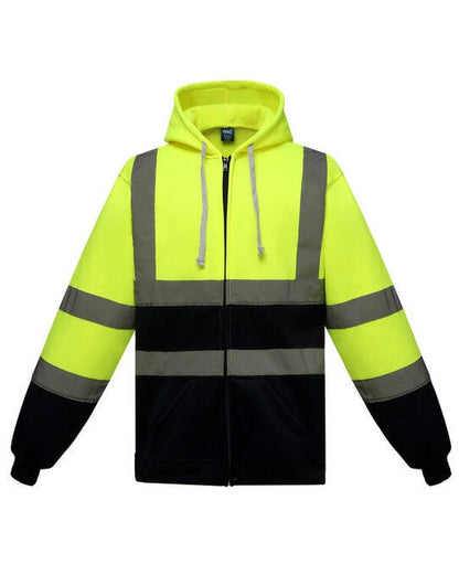 Yoko Hi Vis Zipped Hoodie - Hi-Vis Yellow/Navy