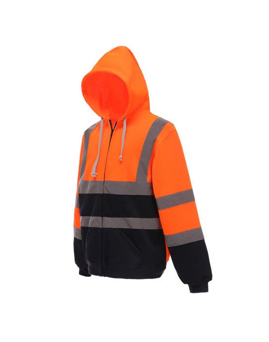 Yoko Hi Vis Zipped Hoodie - Hi Vis Orange/Navy
