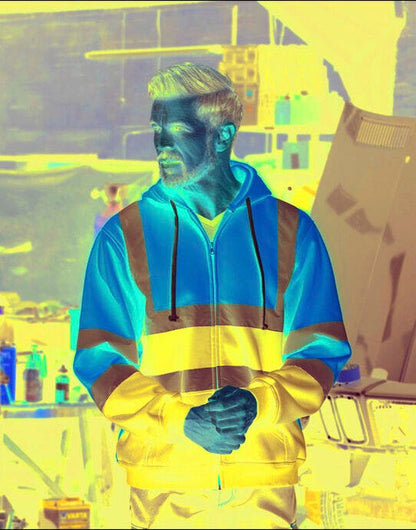 Yoko Hi Vis Zipped Hoodie - Hi Vis Orange/Navy