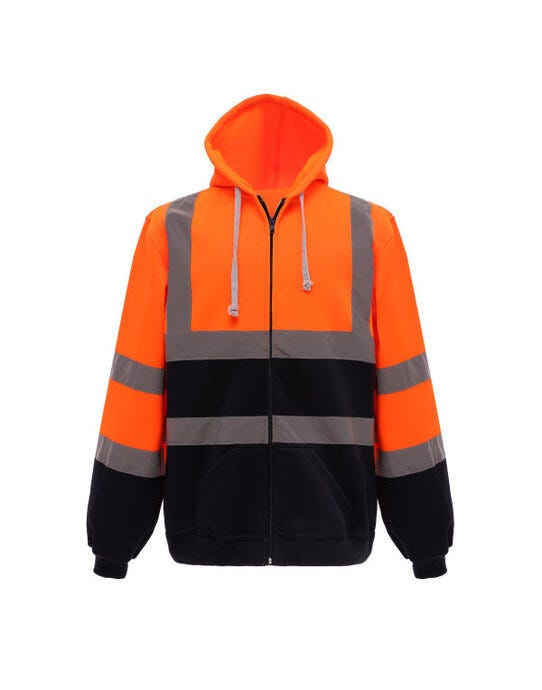 Yoko Hi Vis Zipped Hoodie - Hi Vis Orange/Navy