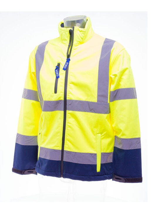 Yoko Hi-Vis Softshell Jacket - Hi-Vis Yellow/Navy