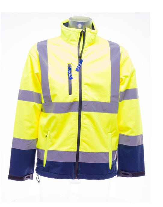 Yoko Hi-Vis Softshell Jacket - Hi-Vis Yellow/Navy