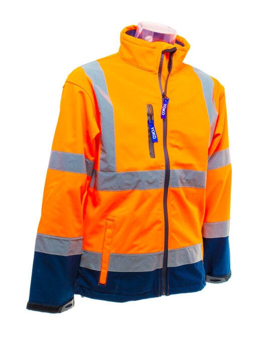 Yoko Hi-Vis Softshell Jacket - Hi Vis Orange/Navy