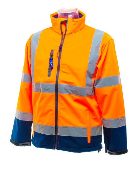Yoko Hi-Vis Softshell Jacket - Hi Vis Orange/Navy