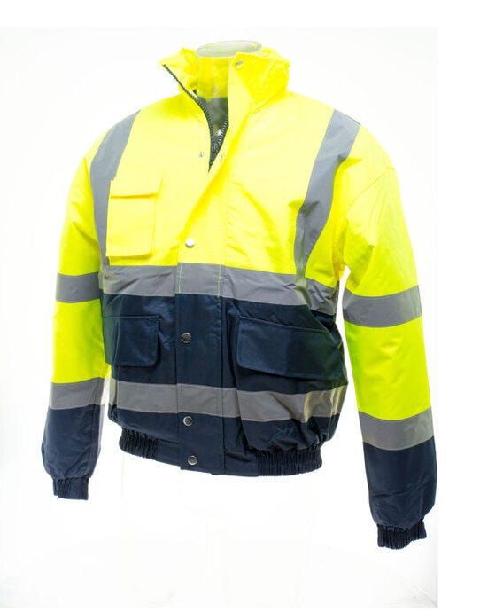 Yoko Hi Vis 2 Tone Bomber Jacket - Hi-Vis Yellow/Navy