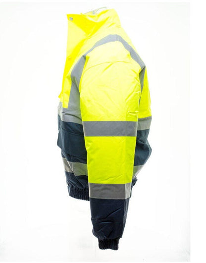 Yoko Hi Vis 2 Tone Bomber Jacket - Hi-Vis Yellow/Navy