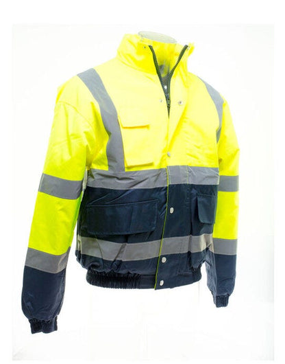 Yoko Hi Vis 2 Tone Bomber Jacket - Hi-Vis Yellow/Navy