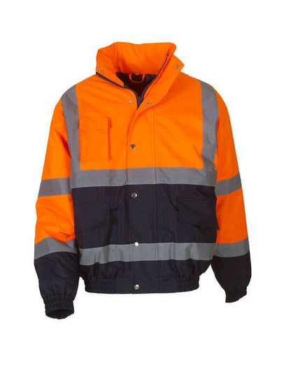 Yoko Hi Vis 2 Tone Bomber Jacket - Orange/Navy