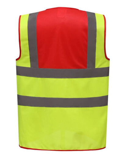 Yoko Two Tone Class 1 Waistcoat - Red/Hi Vis Yellow