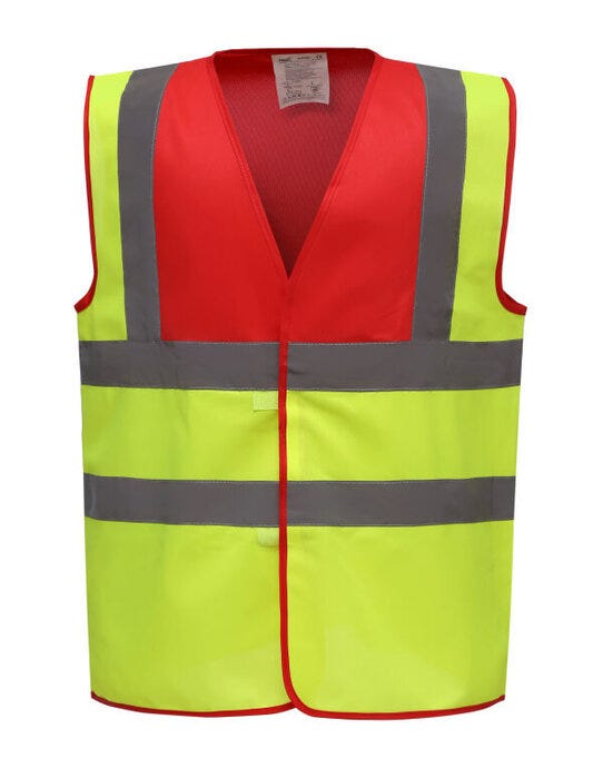 Yoko Two Tone Class 1 Waistcoat - Red/Hi Vis Yellow