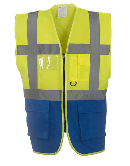 Yoko Hi Vis Executive Vest - Hi Vis Yellow/Royal Blue