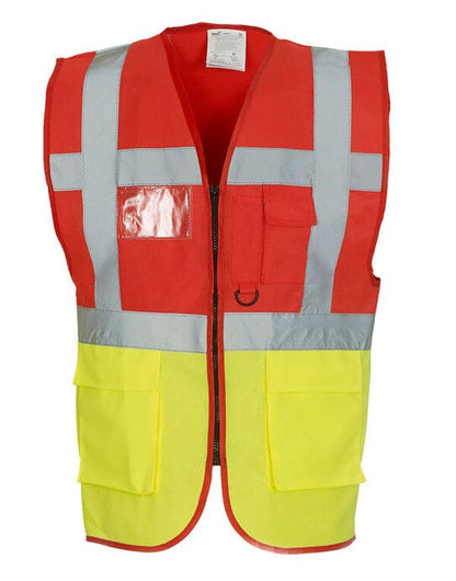 Yoko Hi Vis Executive Vest - Red/Hi Vis Yellow