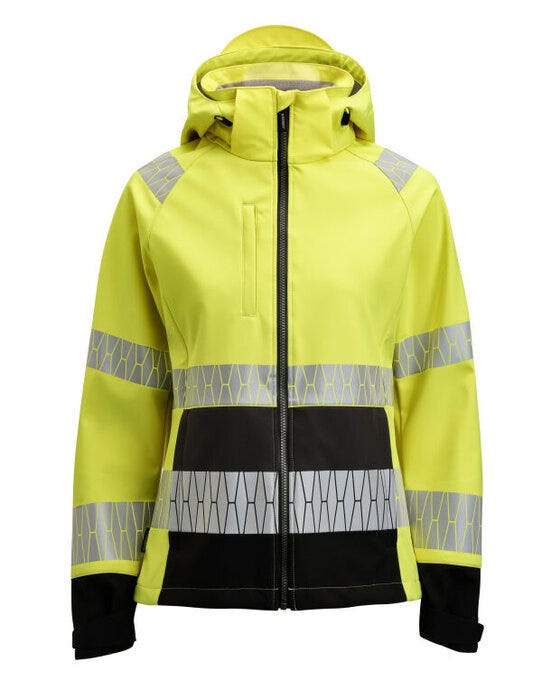 Jobman Women's Softshell Jacket Hi-Vis - Yellow/Black