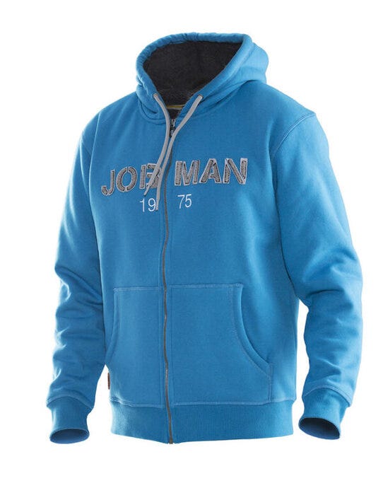 Jobman Mens Vintage Hoodie Lined - Ocean/Dark Grey