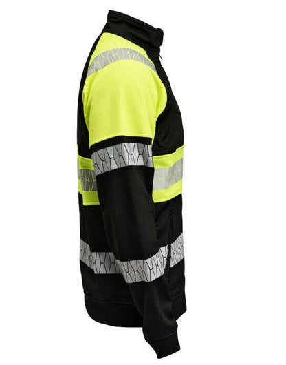 Jobman Sweatshirt Full-Zip Hi-Vis - Black/Yellow