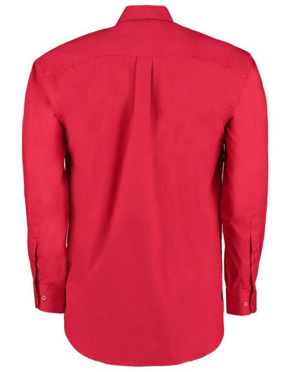 Kustom Kit Mens LS Classic Oxford Shirt - Red