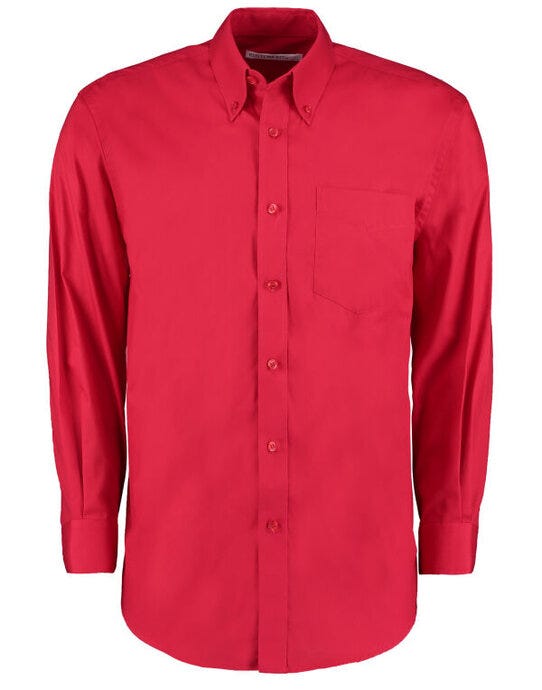 Kustom Kit Mens LS Classic Oxford Shirt - Red