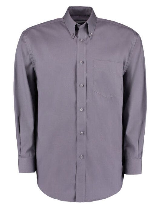 Kustom Kit Mens LS Classic Oxford Shirt - Charcoal
