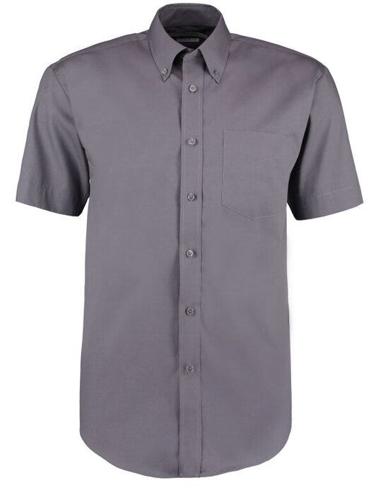 Kustom Kit Mens SS Classic Oxford Shirt - Charcoal