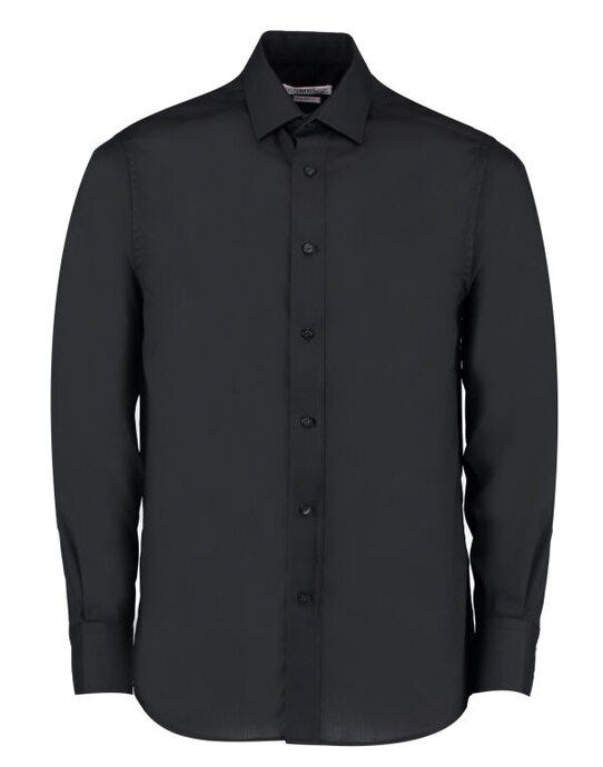 Kustom Kit Men LS Tailored Busines Shirt - Black