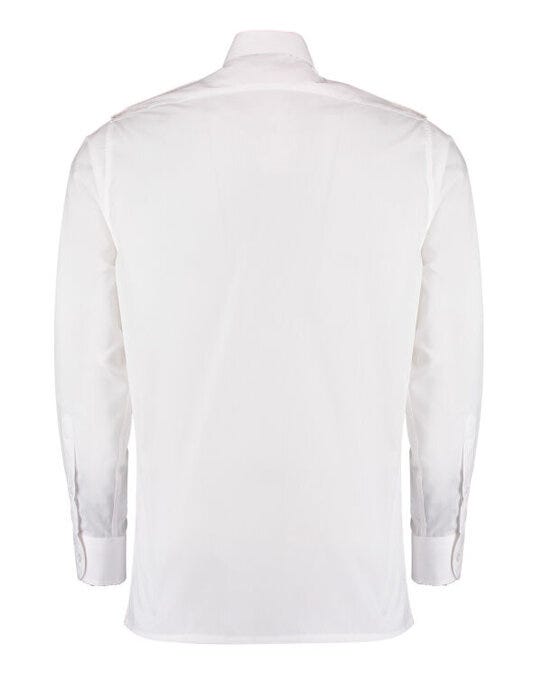 Kustom Kit Tailored Fit L/S Pilot Shirt - White