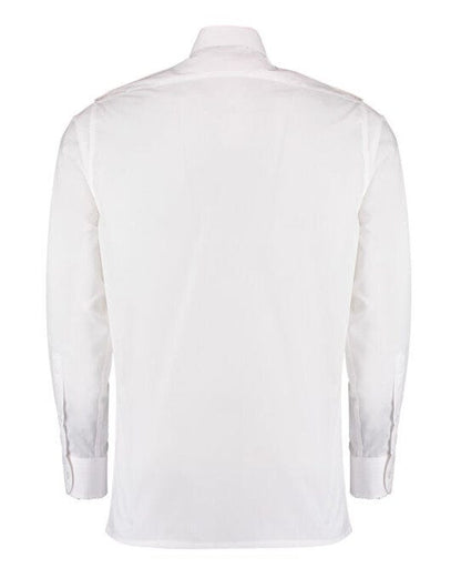 Kustom Kit Tailored Fit L/S Pilot Shirt - White