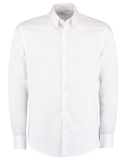 Kustom Kit Men LS Slim Oxford Twil Shirt - White